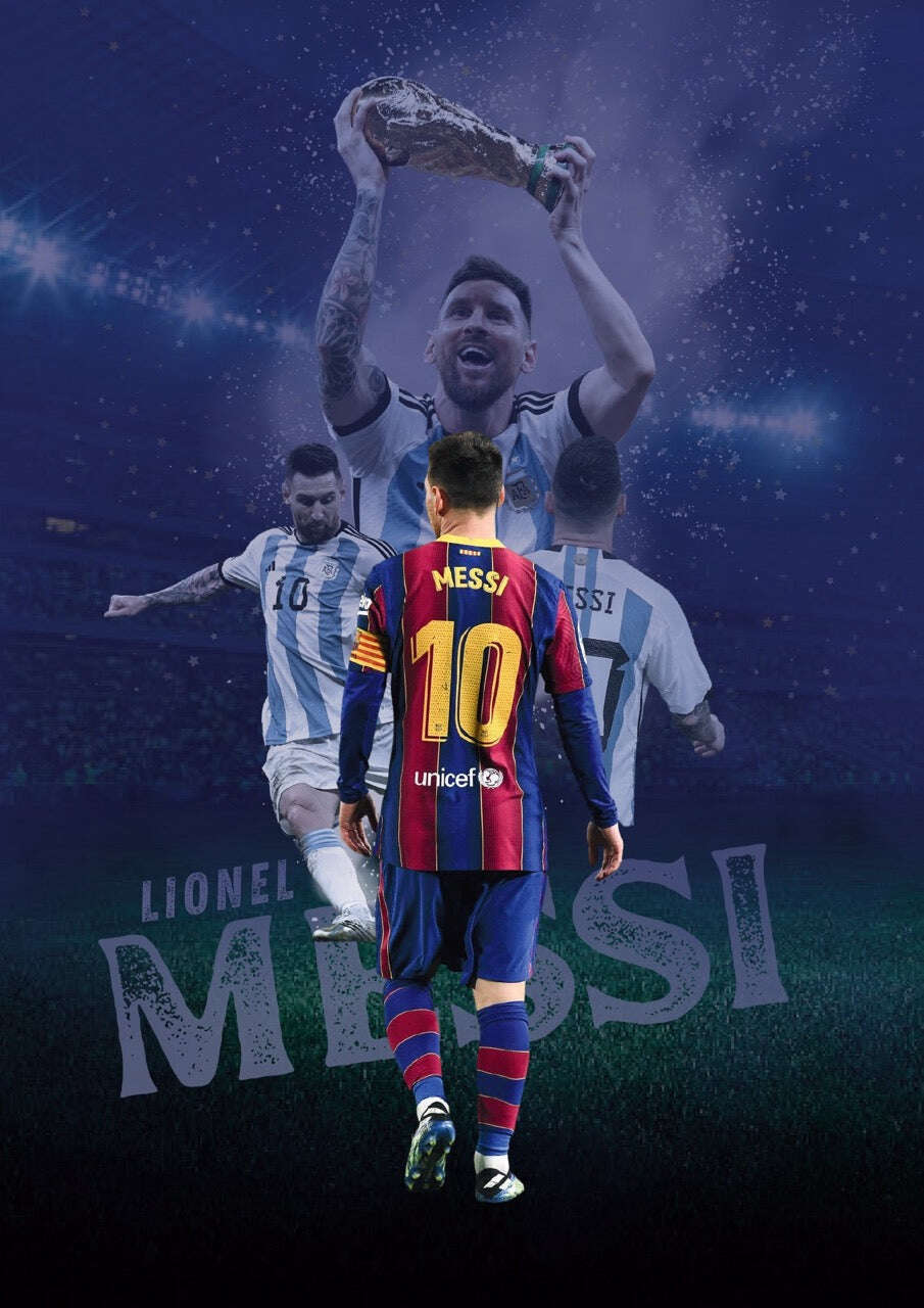 Lionel Messi Football Legend Art Poster Set - 8 Iconic Unframed Prints