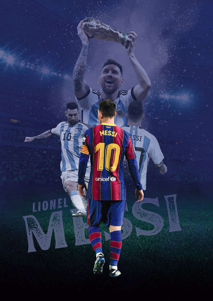 Lionel Messi Football Legend Art Poster Set - 8 Iconic Unframed Prints