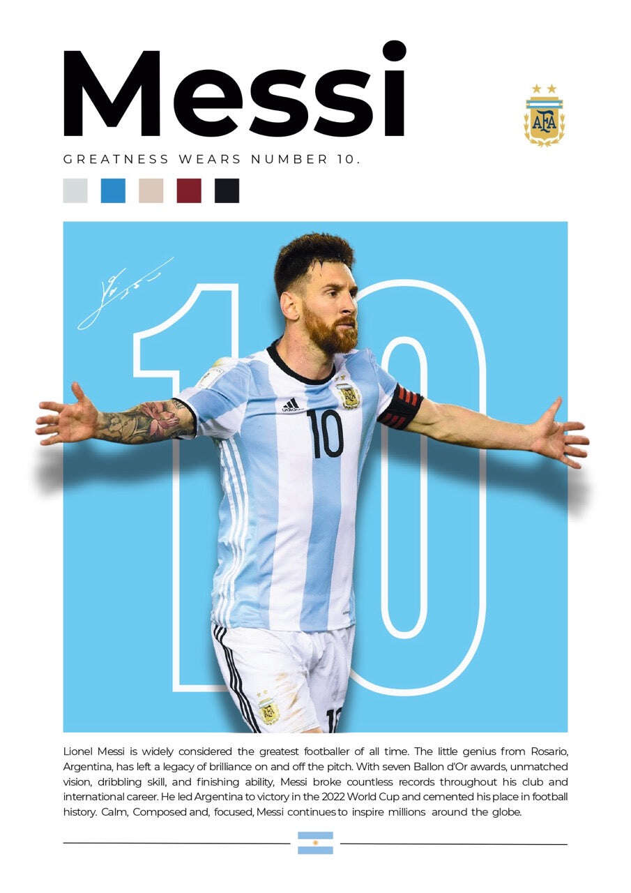 Lionel Messi Football Legend Art Poster Set - 8 Iconic Unframed Prints