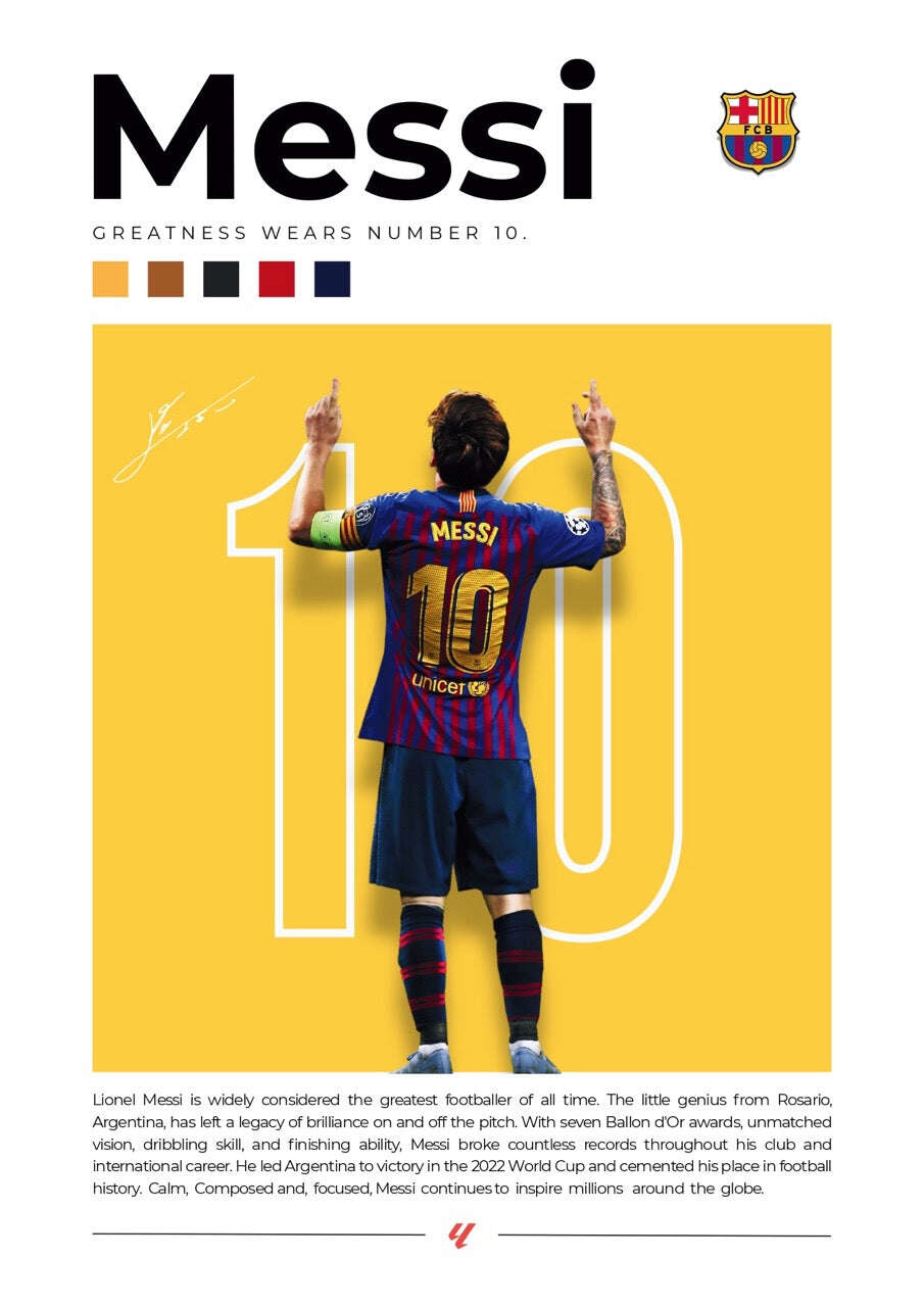 Lionel Messi Football Legend Art Poster Set - 8 Iconic Unframed Prints