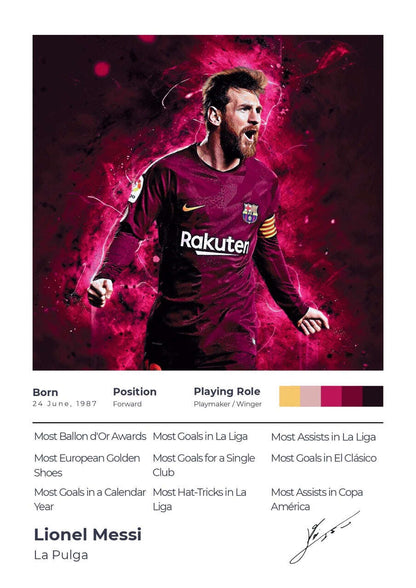 Lionel Messi Football Legend Art Poster Set - 8 Iconic Unframed Prints