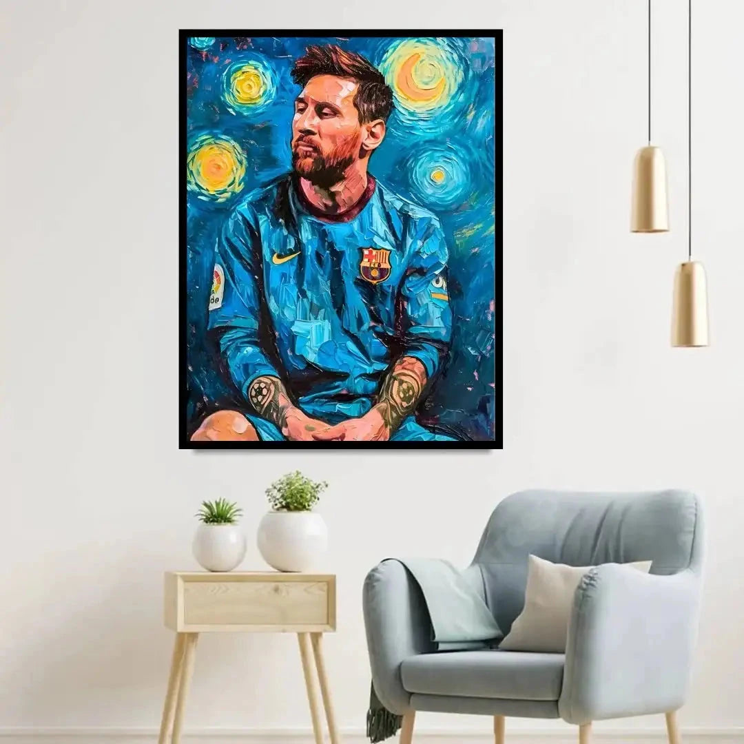 Messi Starry Night Art Print