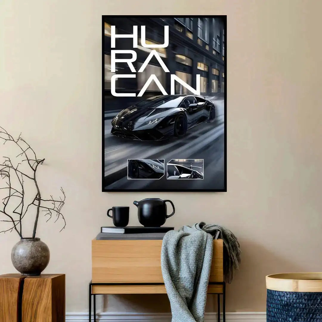 Monochrome Supercar Lamborghini Huracán Wall Decor