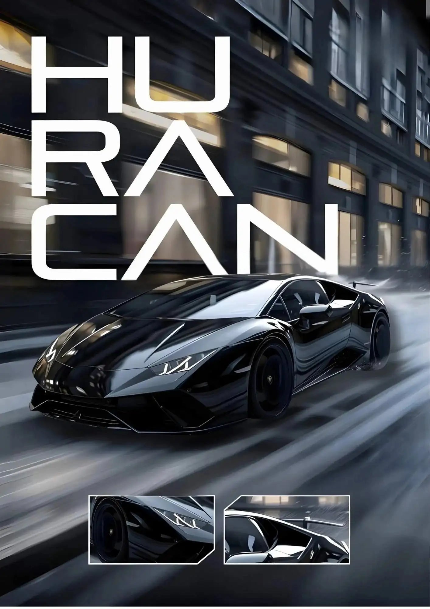 Monochrome Supercar Lamborghini Huracán Wall Decor