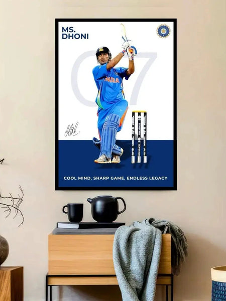 MS Dhoni Power Shot Poster - India's Legendary Finisher Wall Art
