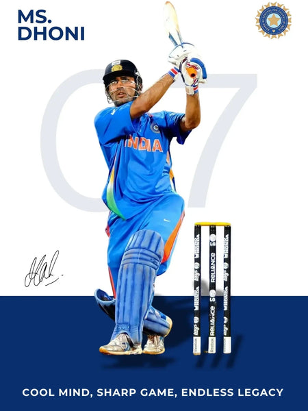 MS Dhoni Power Shot Poster - India's Legendary Finisher Wall Art