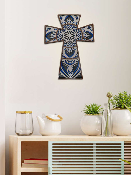 Multi Layered Mandala Cross Wall Art