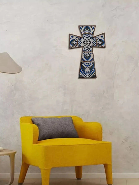 Multi Layered Mandala Cross Wall Art