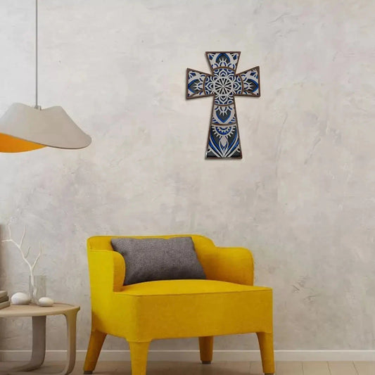 Multi Layered Mandala Cross Wall Art