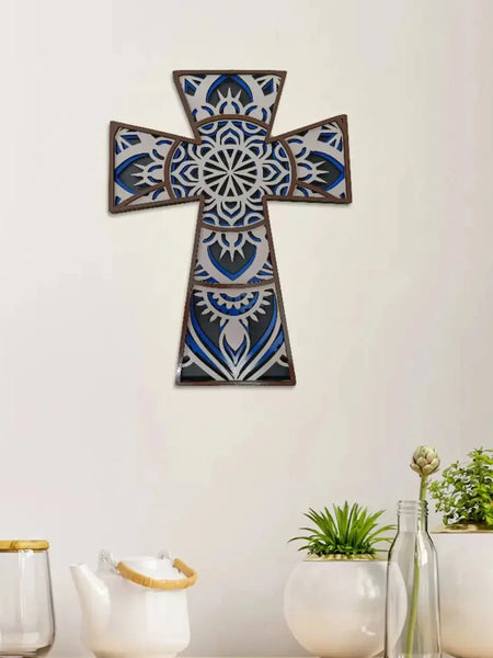 Multi Layered Mandala Cross Wall Art