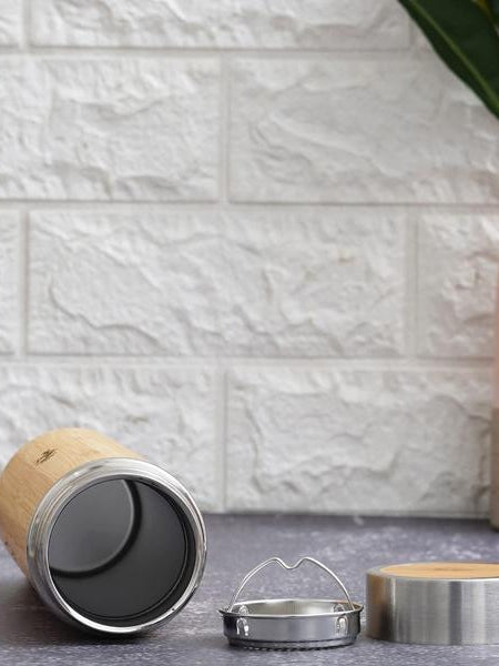 Personalized Bamboo Vacuum Flask with Strainer