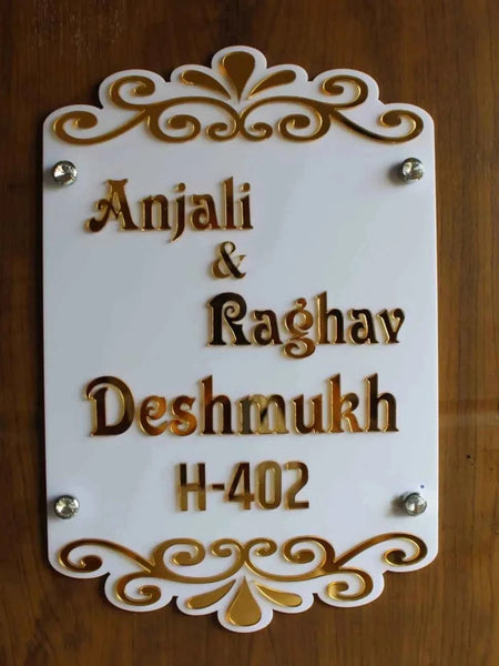 Ornate White & Gold 3D Letter Name Plate Jolly Gifts And Arts