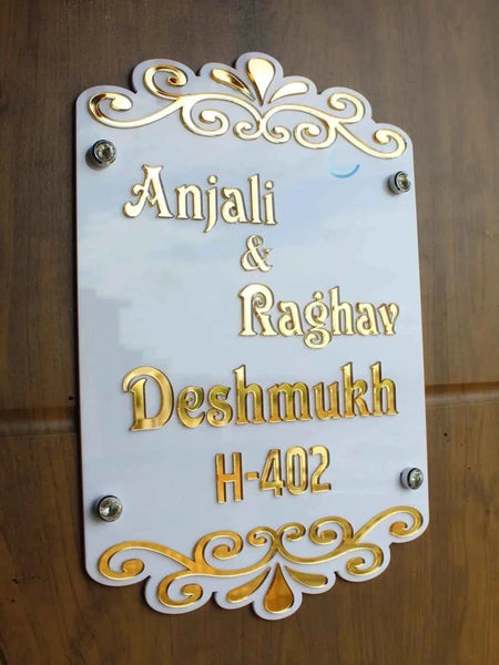 Ornate White & Gold 3D Letter Name Plate Jolly Gifts And Arts