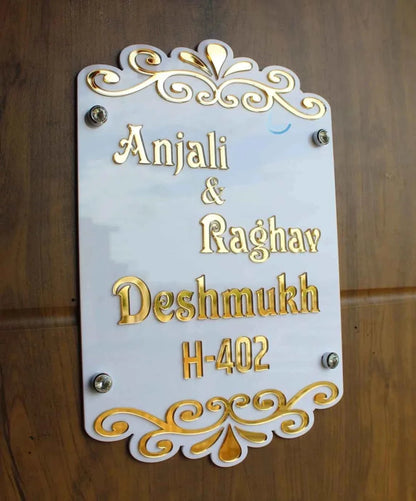 Ornate White & Gold 3D Letter Name Plate Jolly Gifts And Arts