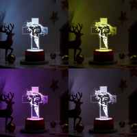 Personalized Divine Cross LED Lamp with Brown Base - Custom Christmas Jesus Light