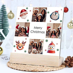 Custom Wooden Christmas Photo Scene Frame, Personalized Festive Holiday Decor Gift