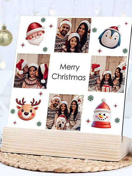 Custom Wooden Christmas Photo Scene Frame, Personalized Festive Holiday Decor Gift