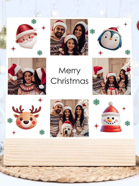 Custom Wooden Christmas Photo Scene Frame, Personalized Festive Holiday Decor Gift