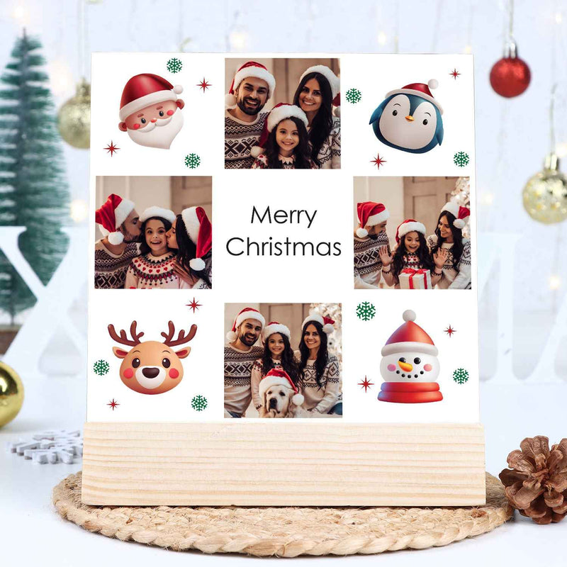 Custom Wooden Christmas Photo Scene Frame, Personalized Festive Holiday Decor Gift