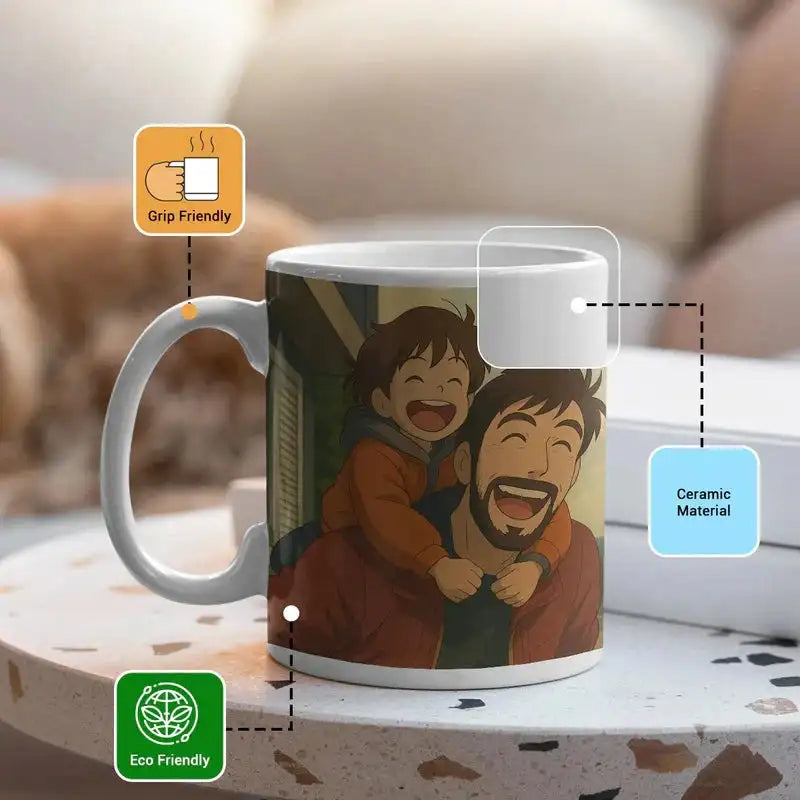 Personalized Anime Ghibli Image Coffee Mug Gift For Dad