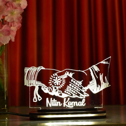 Personalized Eternal Love Radiance LED Lamp for Couples, Warm White Acrylic