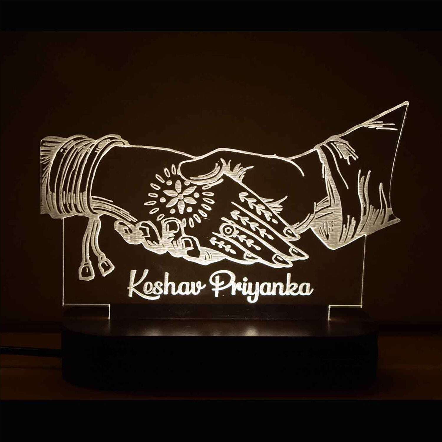 Personalized Eternal Love Radiance LED Lamp for Couples, Warm White Acrylic