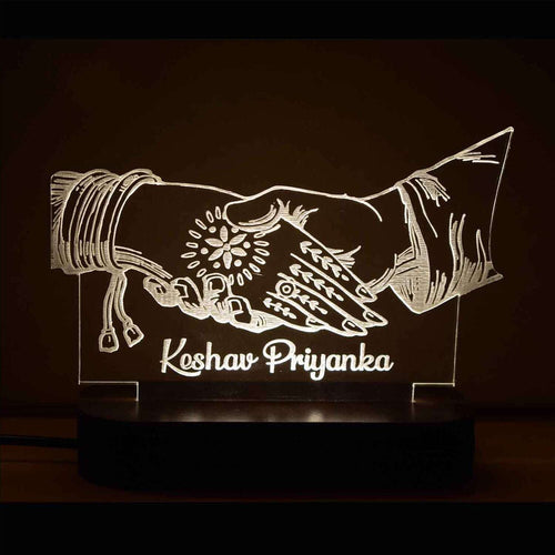 Personalized Eternal Love Radiance LED Lamp for Couples, Warm White Acrylic