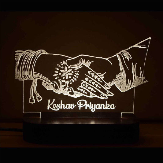 Personalized Eternal Love Radiance LED Lamp for Couples, Warm White Acrylic