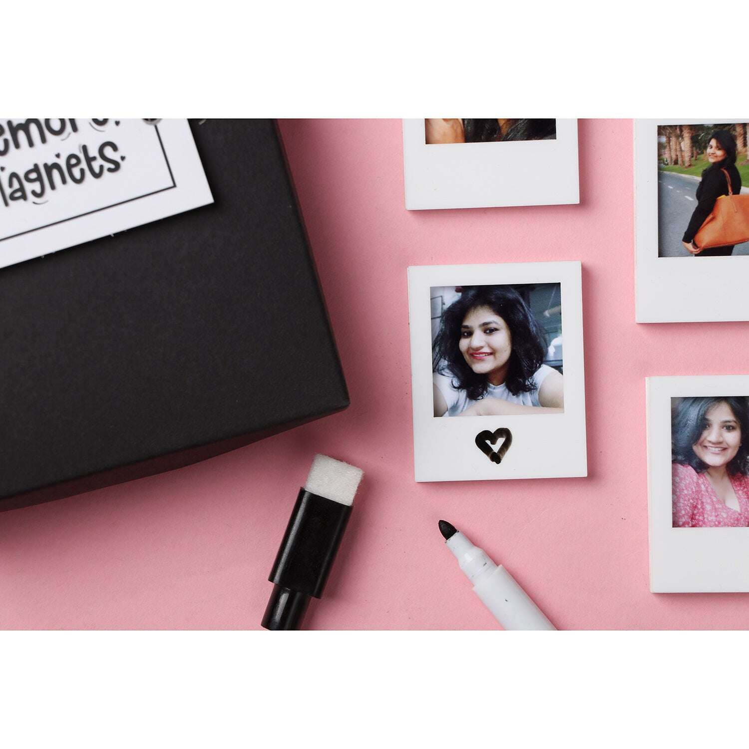 Personalized Photo Fridge Magnets Set with Marker & Duster for Gifting