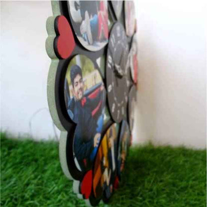 Personalized Photo Heart Wall Clock with 8 Frames
