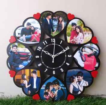 Personalized Photo Heart Wall Clock with 8 Frames