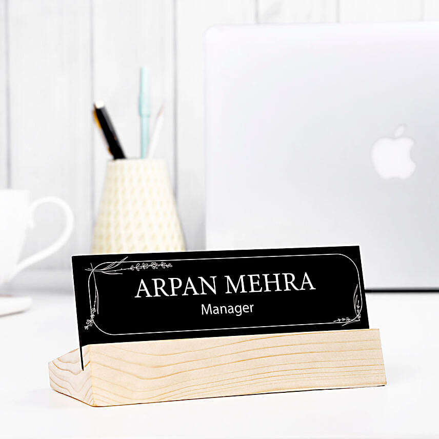 Personalized Wooden Desk Name Plate with Custom Engraving - Office & Home Decor