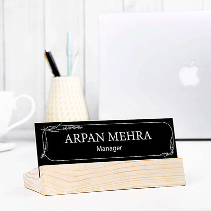 Personalized Wooden Desk Name Plate with Custom Engraving - Office & Home Decor