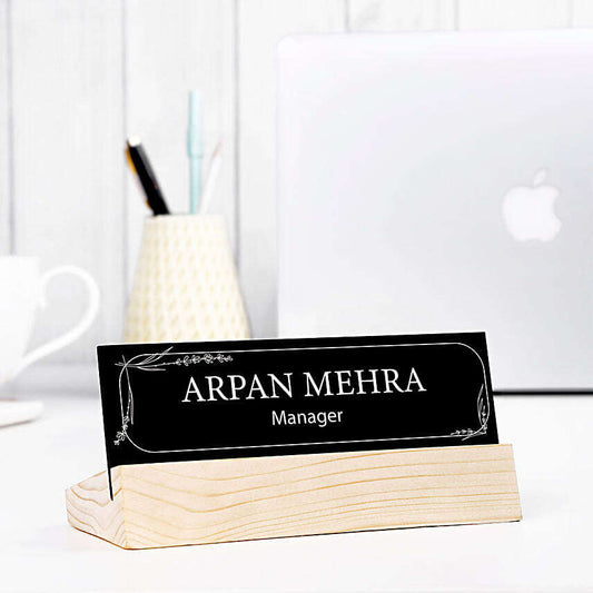 Personalized Wooden Desk Name Plate with Custom Engraving - Office & Home Decor