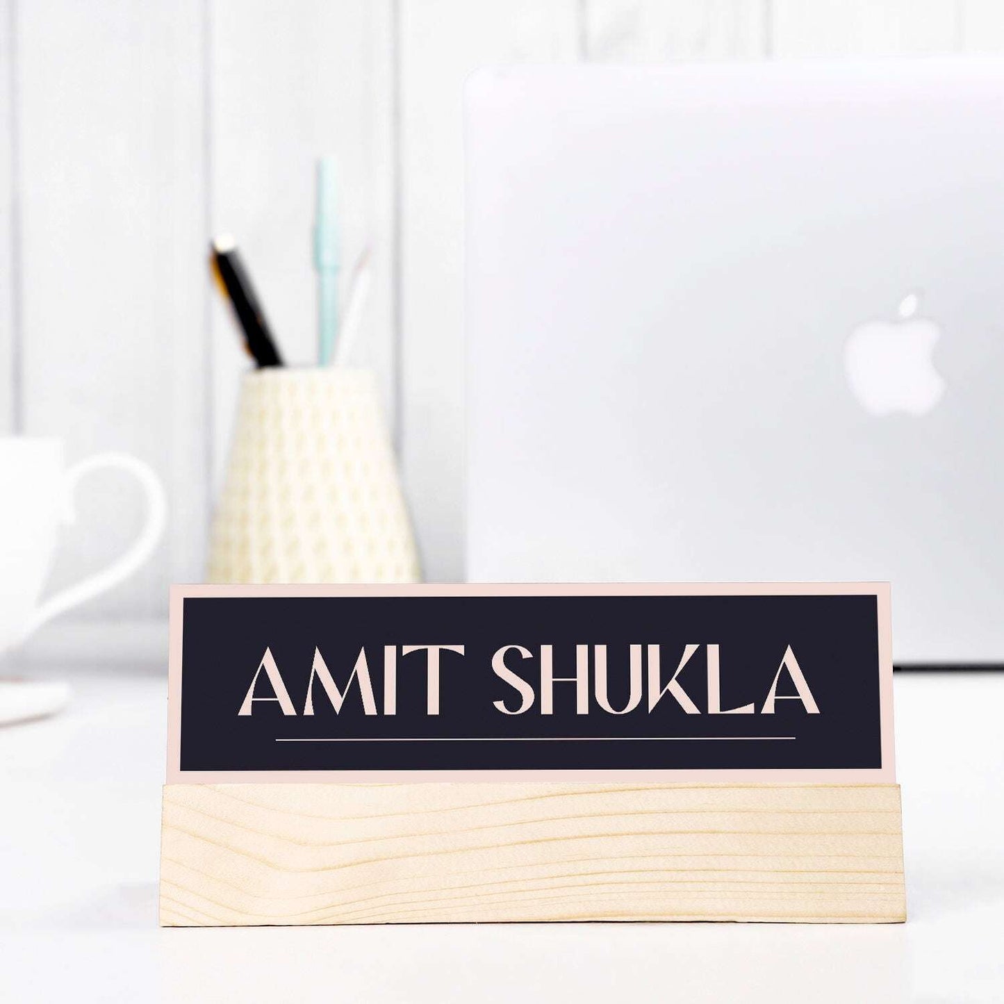 Personalized Wooden Desk Name Plate with Custom Engraving - Office & Home Decor