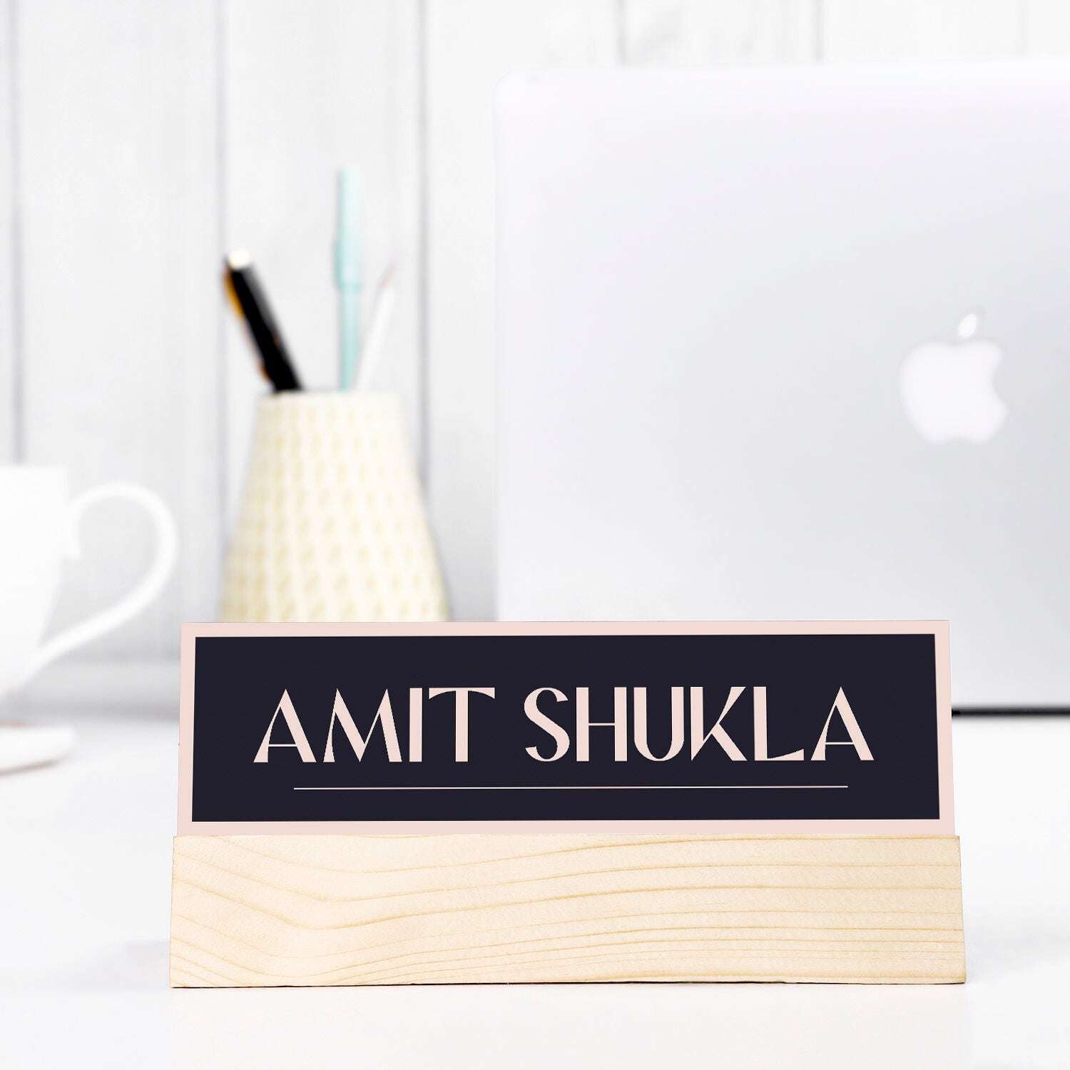 Personalized Wooden Desk Name Plate with Custom Engraving - Office & Home Decor