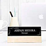 Personalized Wooden Desk Name Plate with Custom Engraving - Office & Home Decor