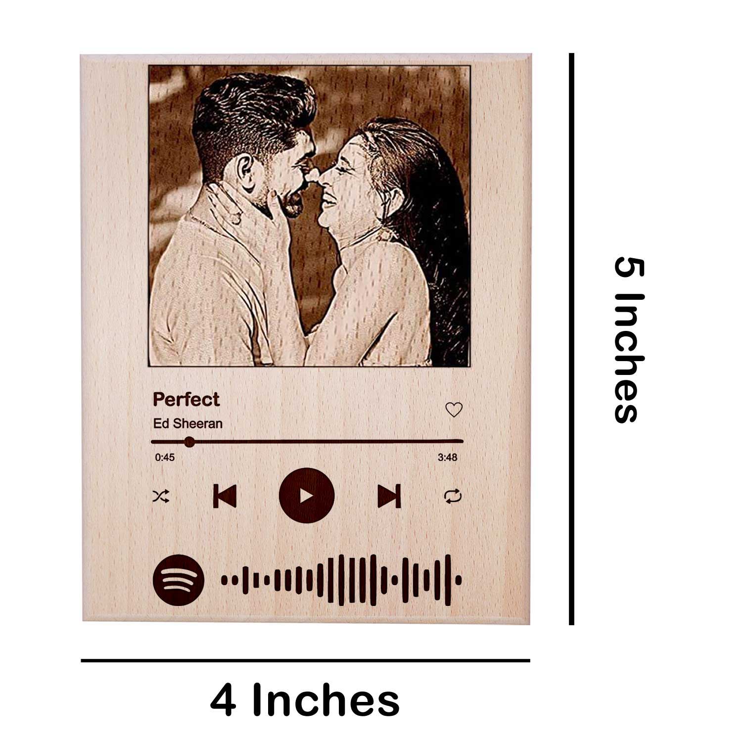 Personalized Wooden Engraved Spotify Picture Frame For Anniversary, Birthday, Valentine’s Day for Couple or Friends