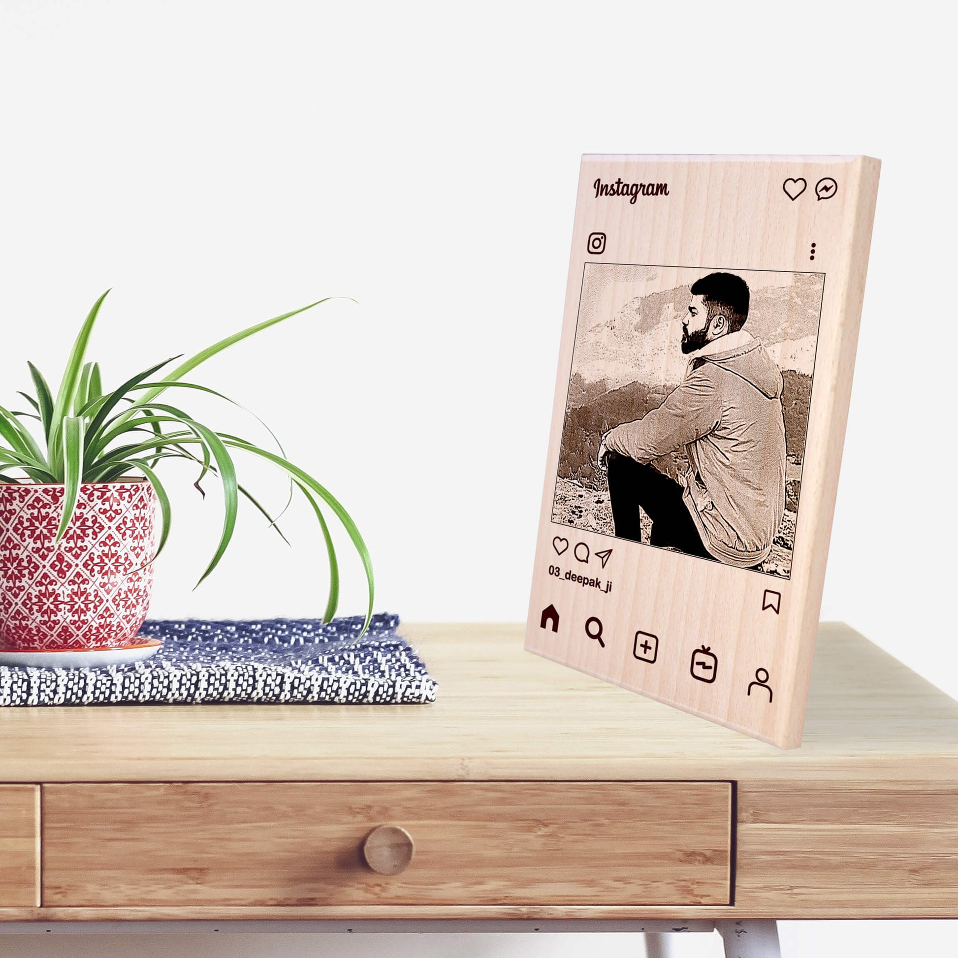 Personalized Engraved Instagram Style Wooden Photo Frame