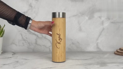 Personalized Bamboo Vacuum Flask with Strainer