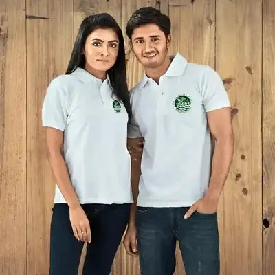 Pure Cotton Polo Neck T-Shirt- White