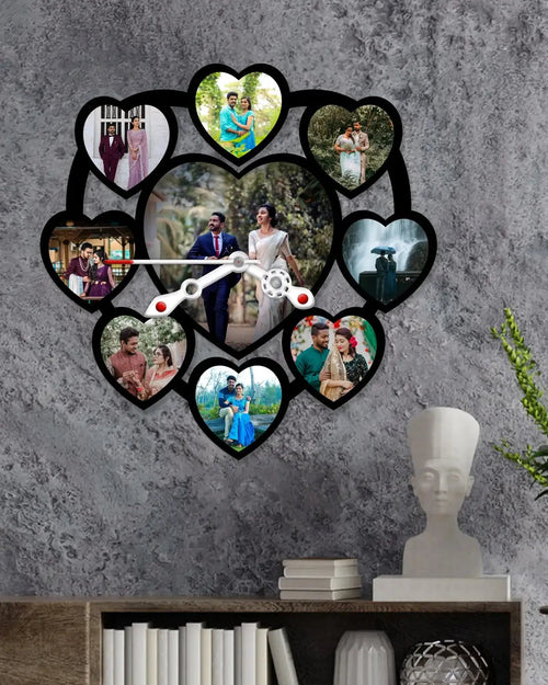 Romantic Heart-Shaped Photo Clock