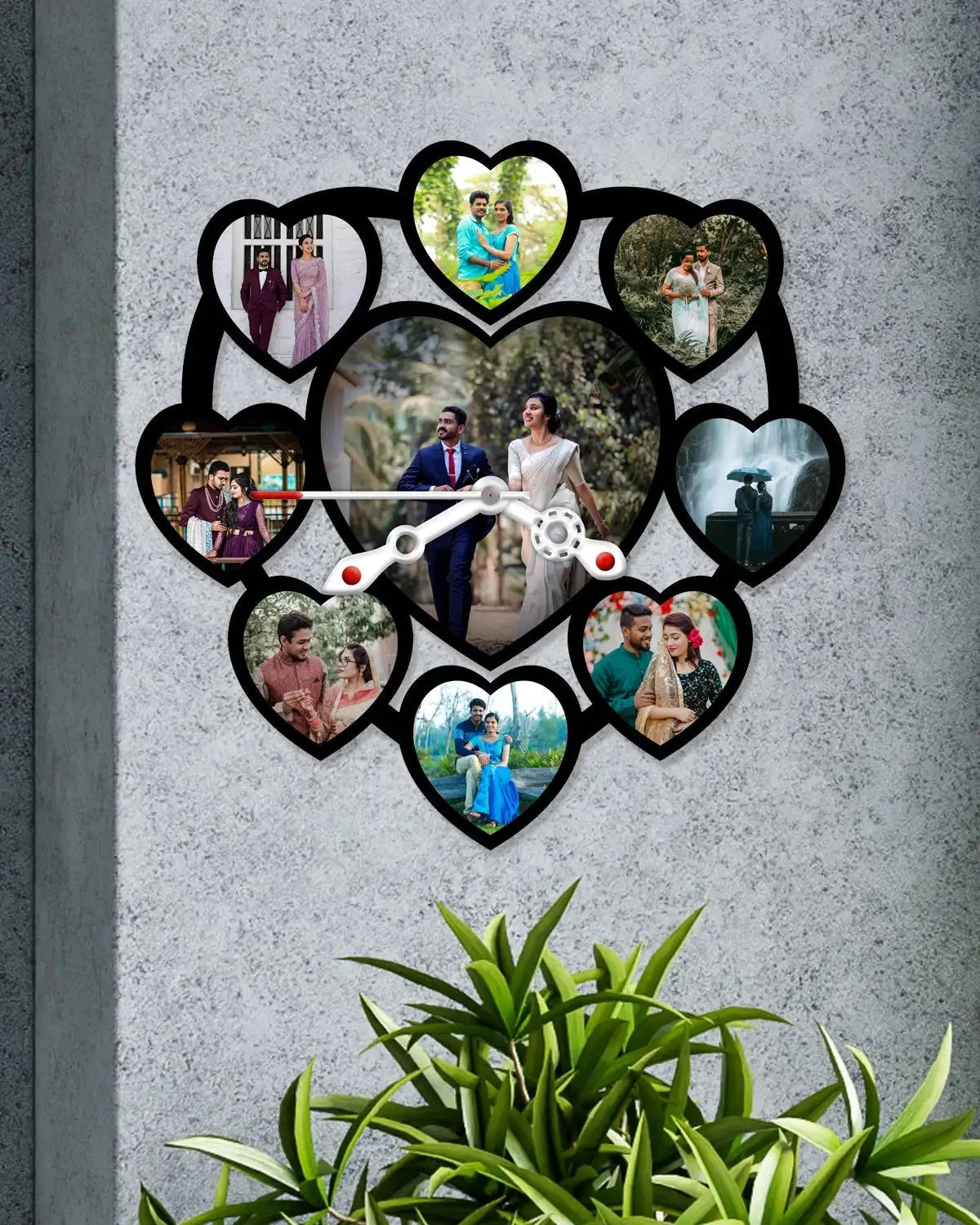 Romantic Heart-Shaped Photo Clock