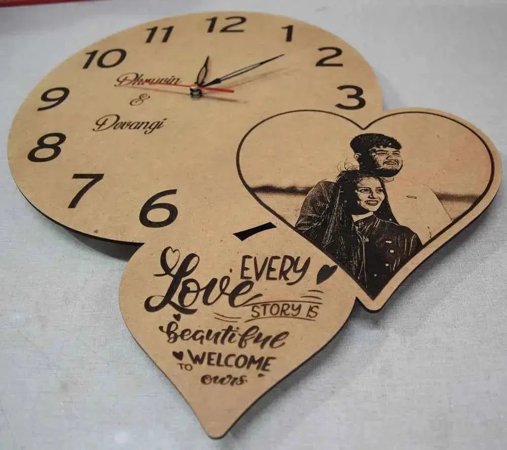 Rustic Heart Photo Collage Clock