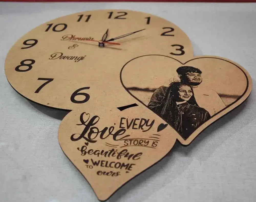Rustic Heart Photo Collage Clock