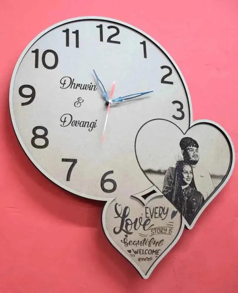 Rustic Heart Photo Collage Clock