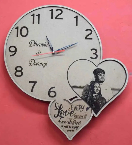 Rustic Heart Photo Collage Clock