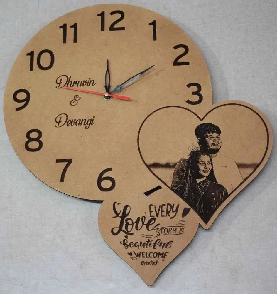 Rustic Heart Photo Collage Clock