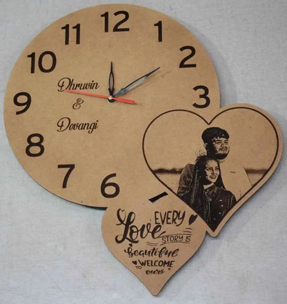 Rustic Heart Photo Collage Clock