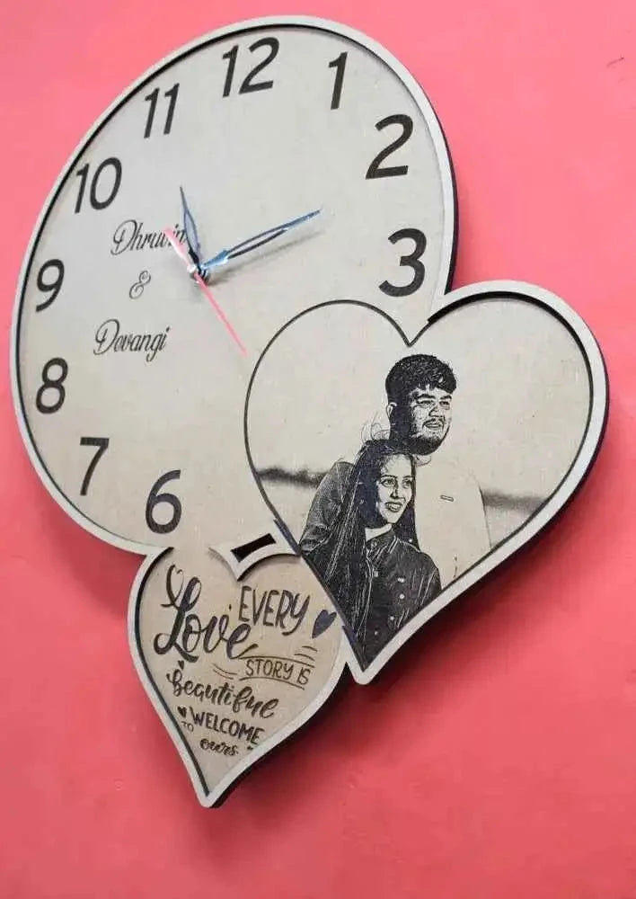 Rustic Heart Photo Collage Clock